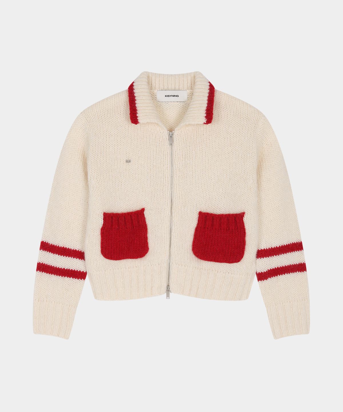 키시닝(KISYNING) Sleeve Line Two-way Knit Zip-up (Ivory)