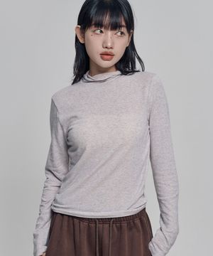 하이넥 레이어드 롱 슬리브 오트밀