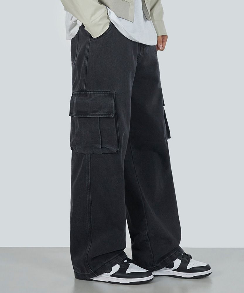 ★MUSINSA STANDARD★ Wide Cargo Denim Pants Washed Black MMC MUSINSA | MUSINSA STANDARD WOMAN Women's Wide Cargo Denim