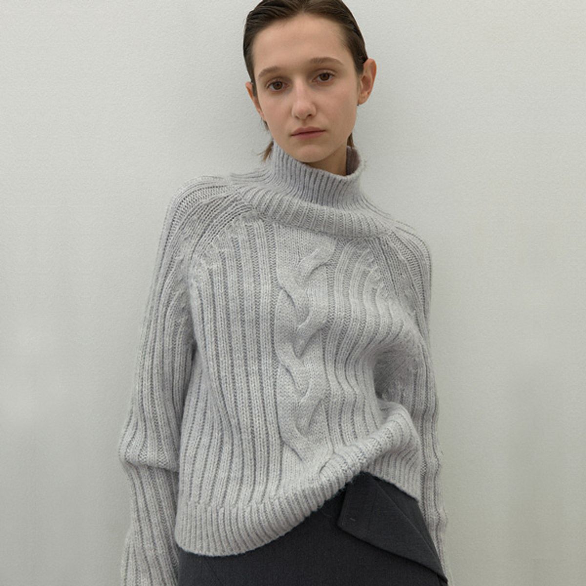 아틀리에 나인(ATELIER NAIN) WOOL CABLE LOW GAVGE KNIT(T-6962)