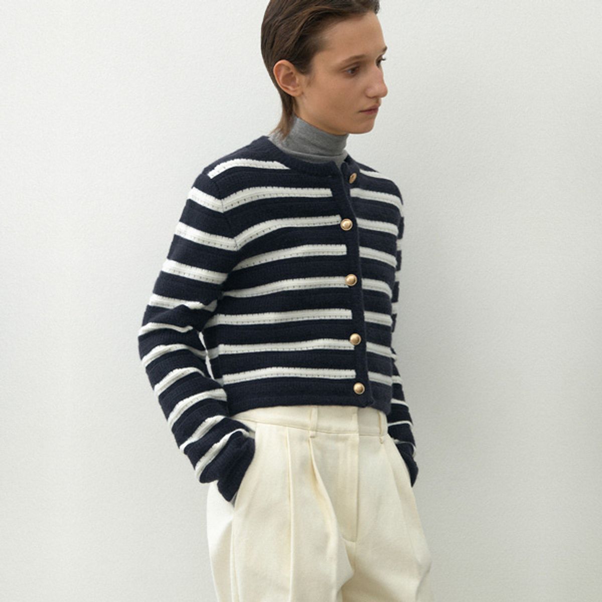 아틀리에 나인(ATELIER NAIN) STRIPE SKASHI CARDIGAN(CD-2180)
