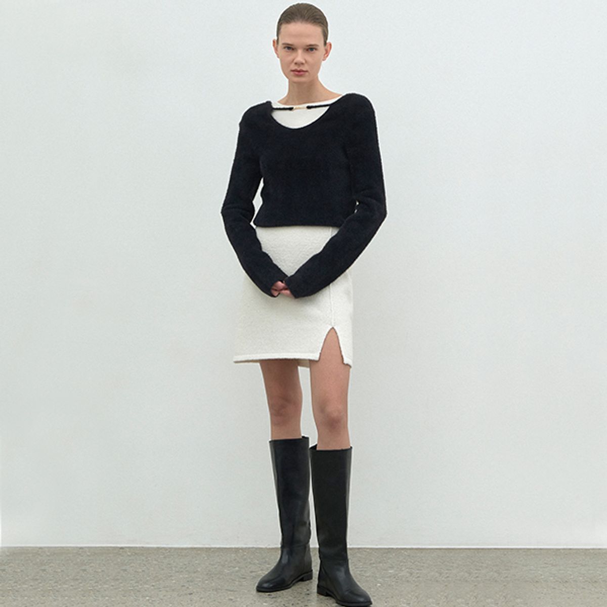 아틀리에 나인(ATELIER NAIN) FAKE ANGORA V-NECK CARDIGAN(CD-2170)