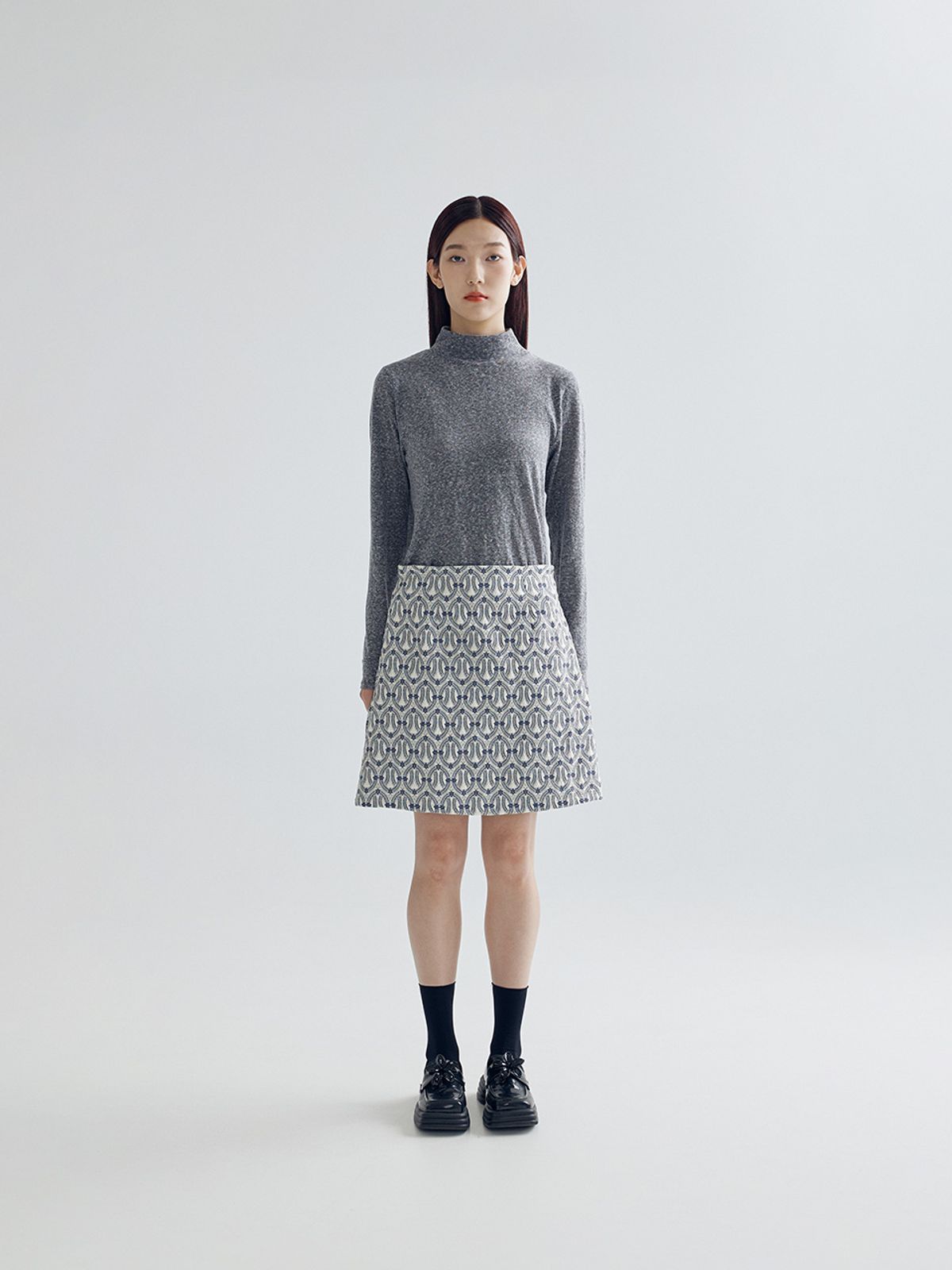 봄날 부티크(BOMNAL BOUTIQUE) 자카드 스커트 _ 블루