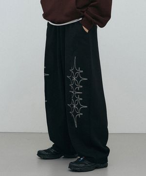 더블 포스타 벌룬 팬츠 블랙