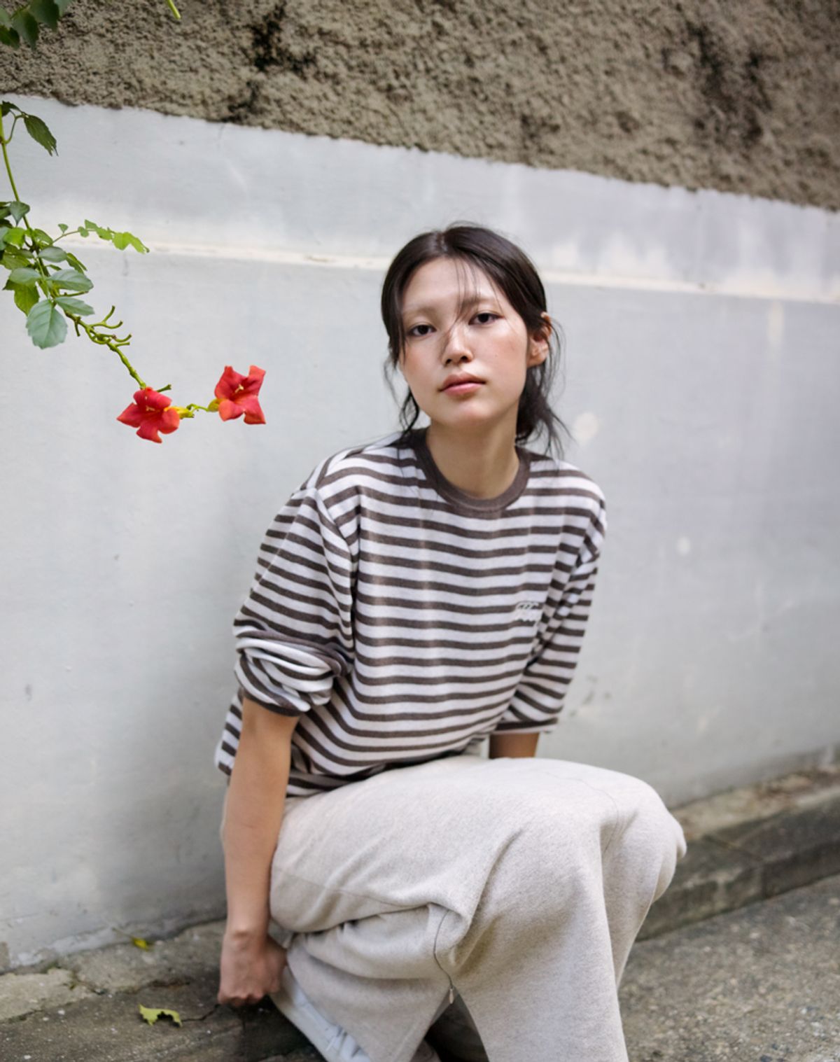 큐피도(KUPIDO) Poppy stripe sweat Knit _ Oat Brown
