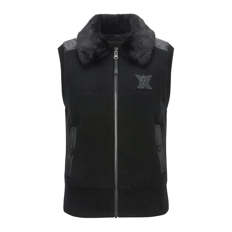 W FAKE FUR COLLAR HYBRID DOWN VT_BK