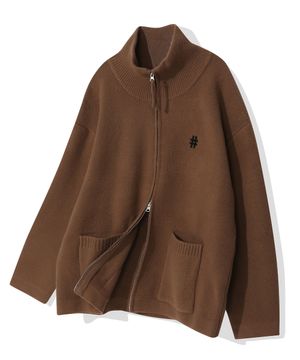 에센셜 터틀넥 투웨이 니트 집업(카멜)