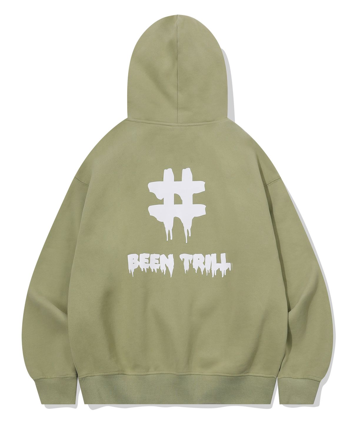 빈트릴(BEENTRILL) 드리피 해시태그 기모 후드(올리브)