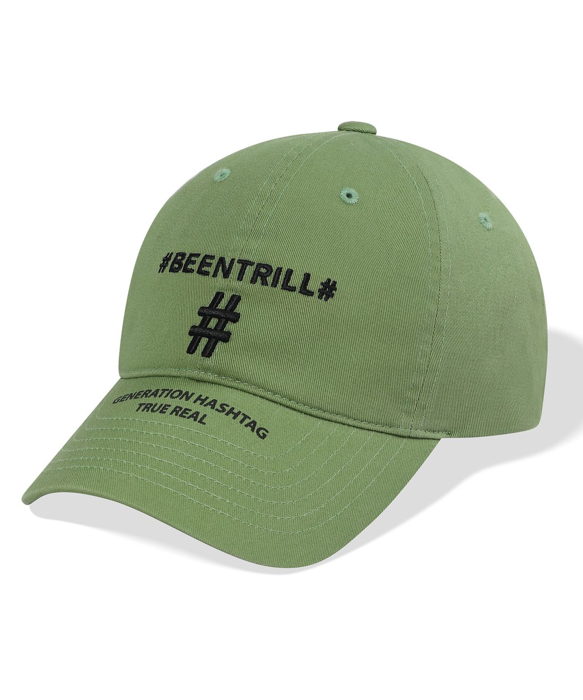 빈트릴(BEENTRILL) SHAKE SHAKE 해시태그 볼캡(올리브)