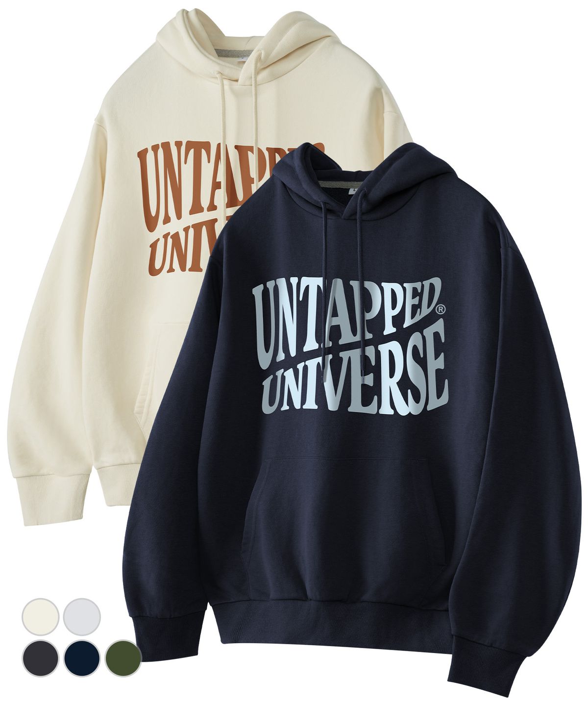 언탭트 스튜디오(UNTAPPED STUDIO) 유니버스 플래그 스웨트 오버핏 후드티셔츠 5Color