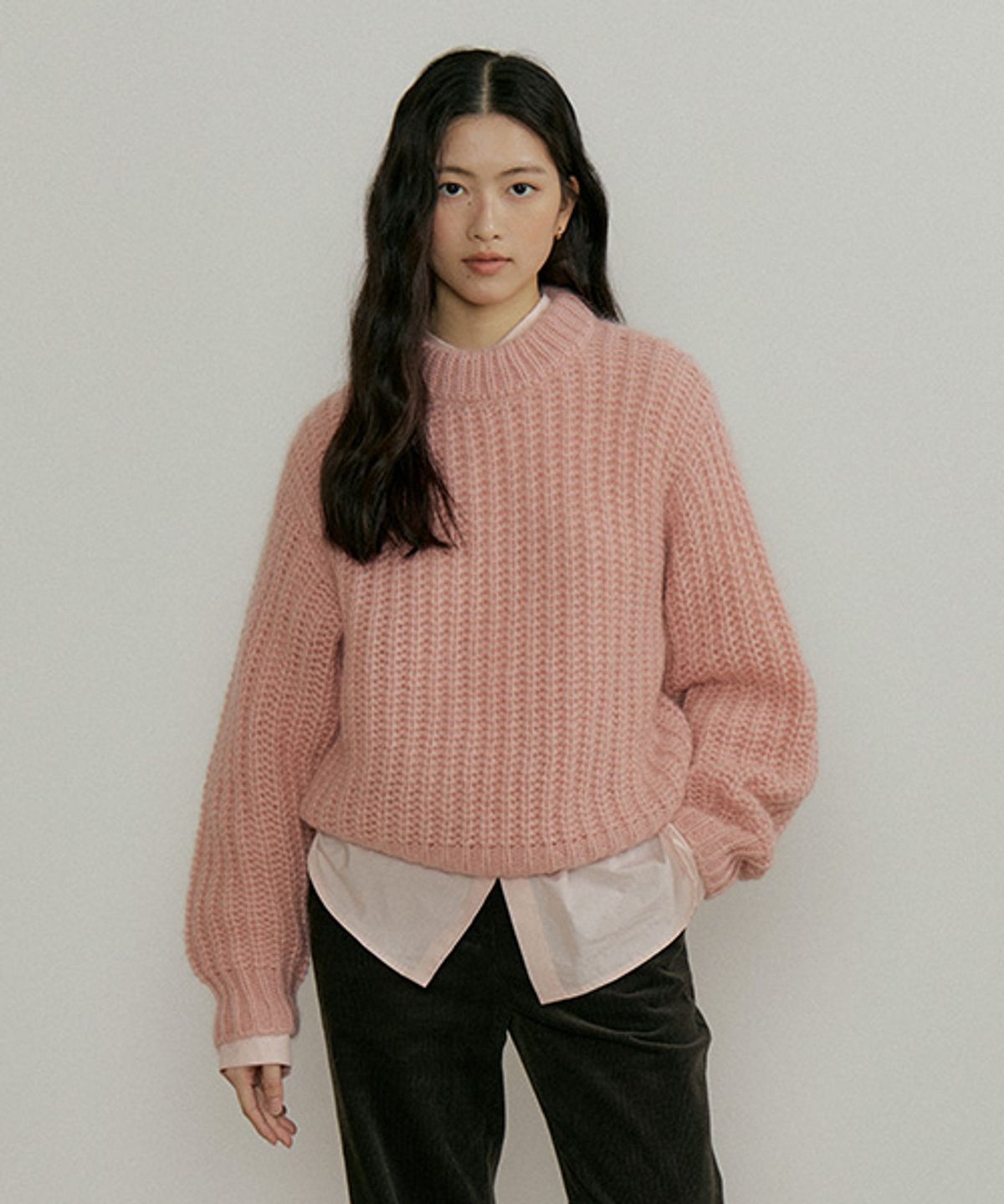 링서울(LINGSEOUL) kid mohair half neck knit-pink