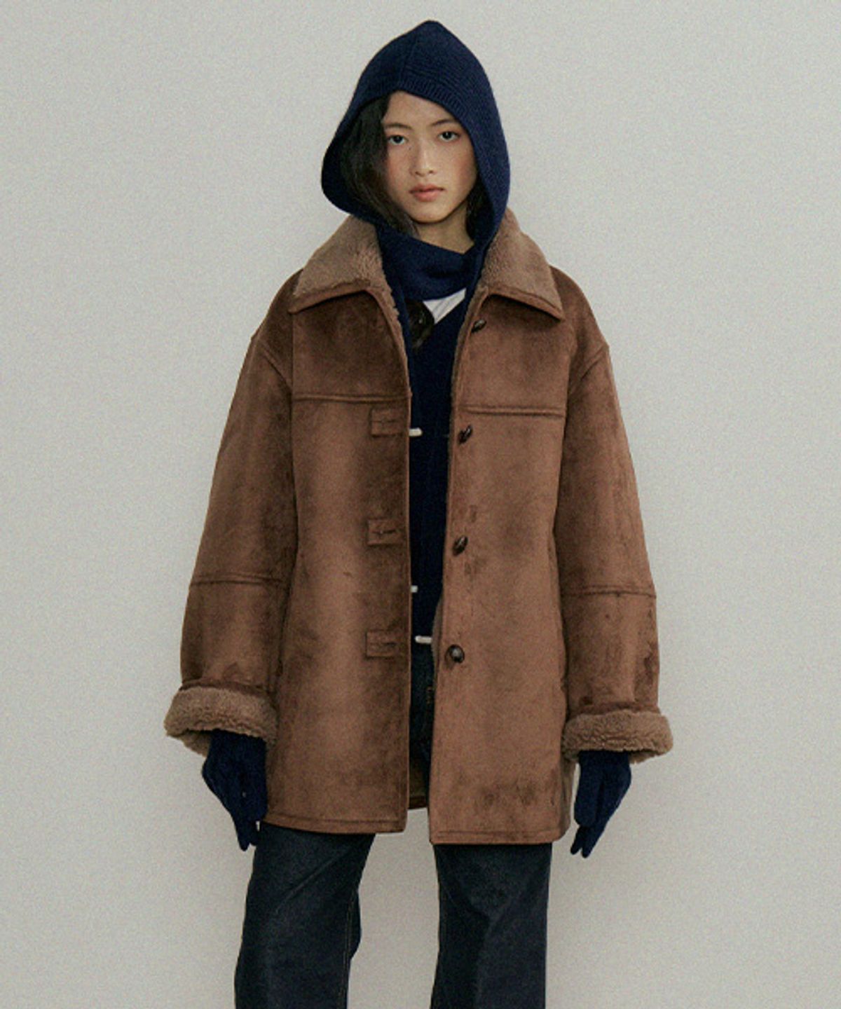 링서울(LINGSEOUL) wool shearling mustang coat-brown