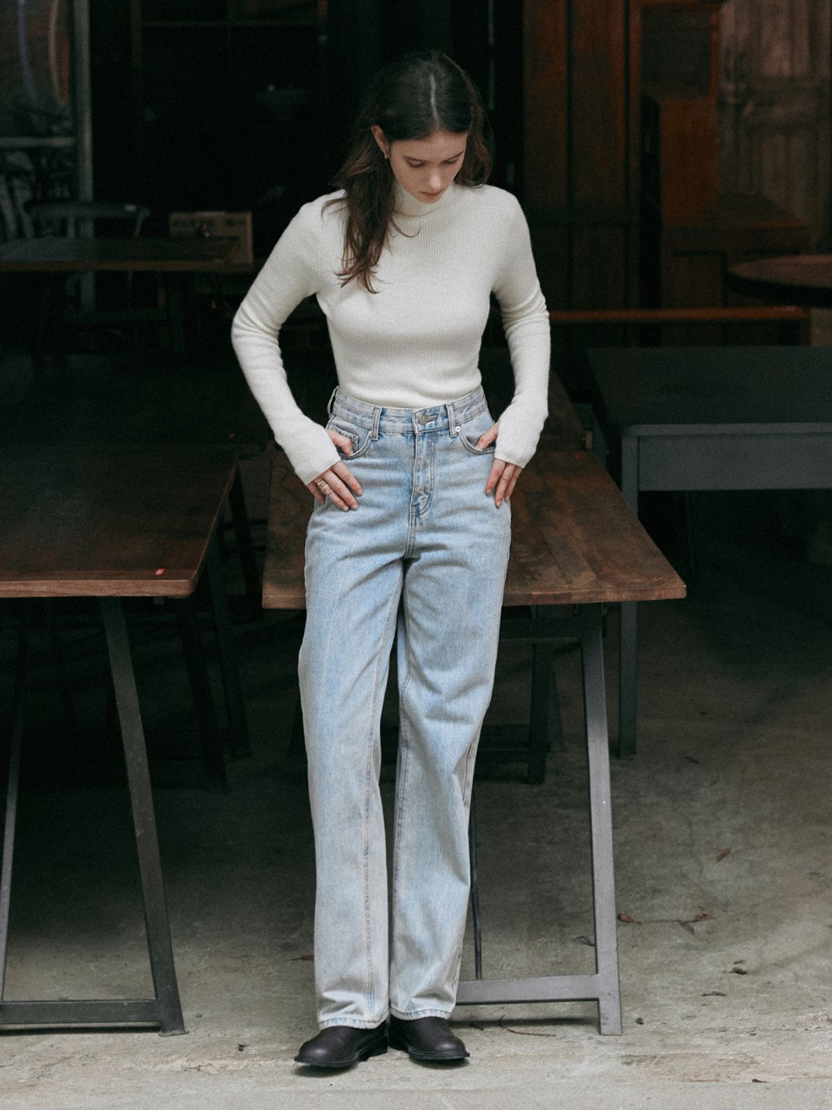 르니나(LENINA) KINSLEY wide washing denim pants_LIGHT BLUE