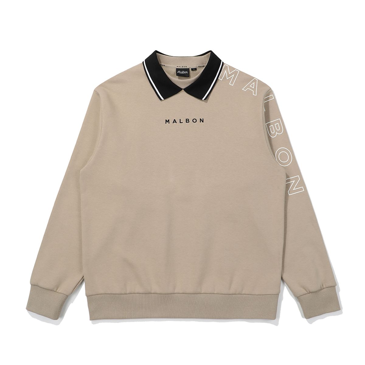 말본 골프(MALBON GOLF) 말본 스크립트 기모 맨투맨 GREYISH BEIGE (MAN)