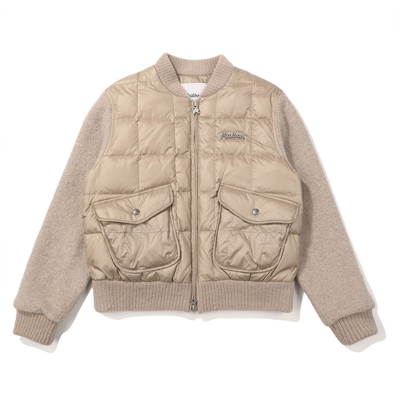 스퀘어 퀼티드 스웨터 하이브리드 자켓 BEIGE (WOMAN)