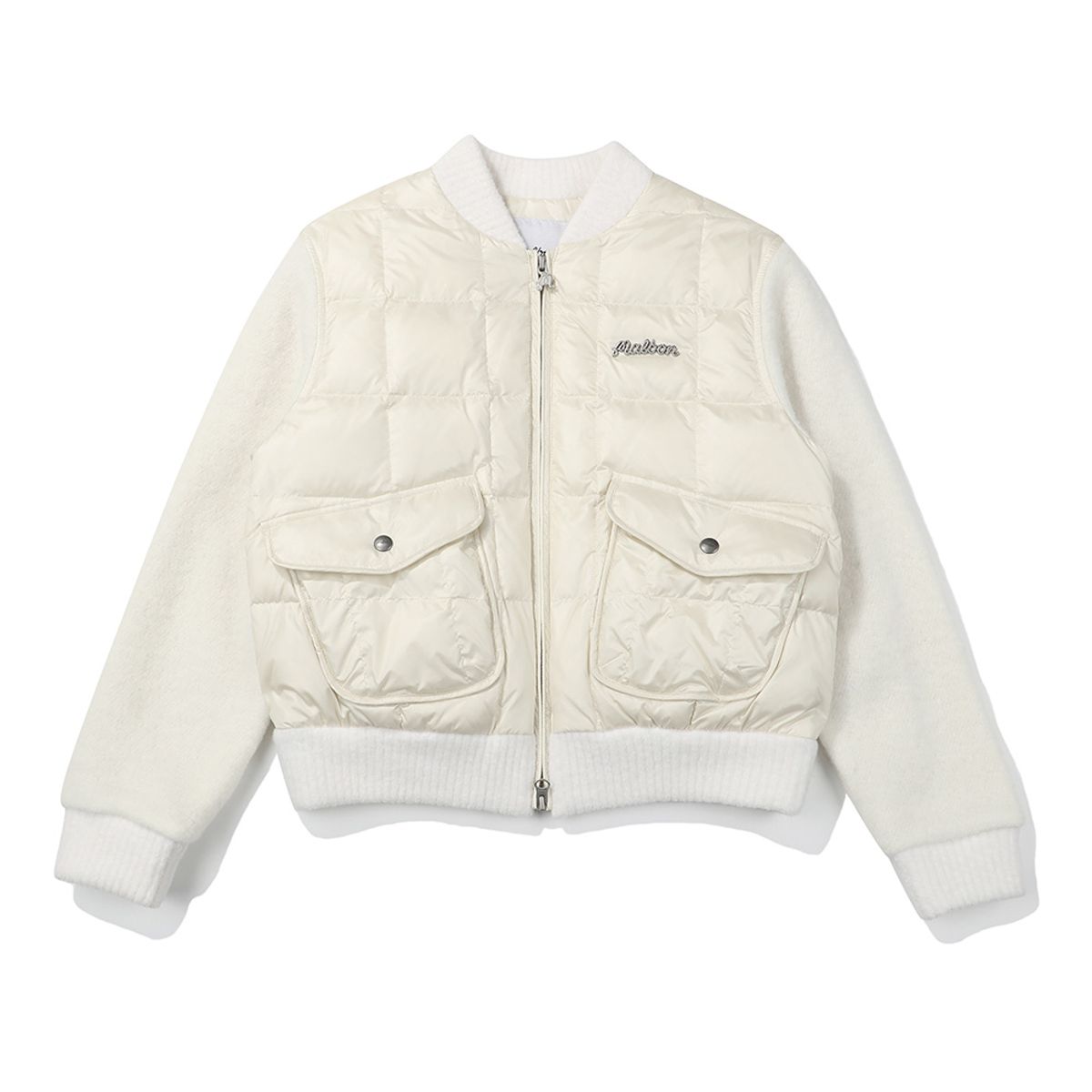 말본 골프(MALBON GOLF) 스퀘어 퀼티드 스웨터 하이브리드 자켓 IVORY (WOMAN)
