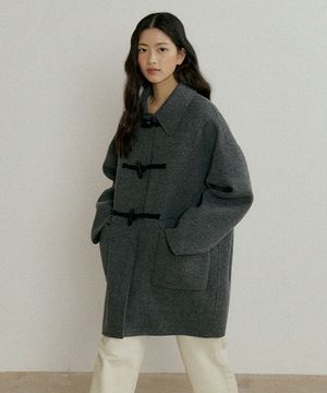 handmade wool duffle coat-charcoal