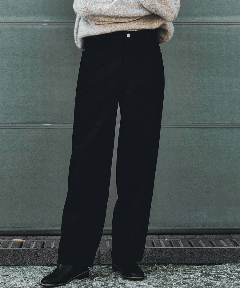 Snug Warm Curved Cotton Pants (Black)