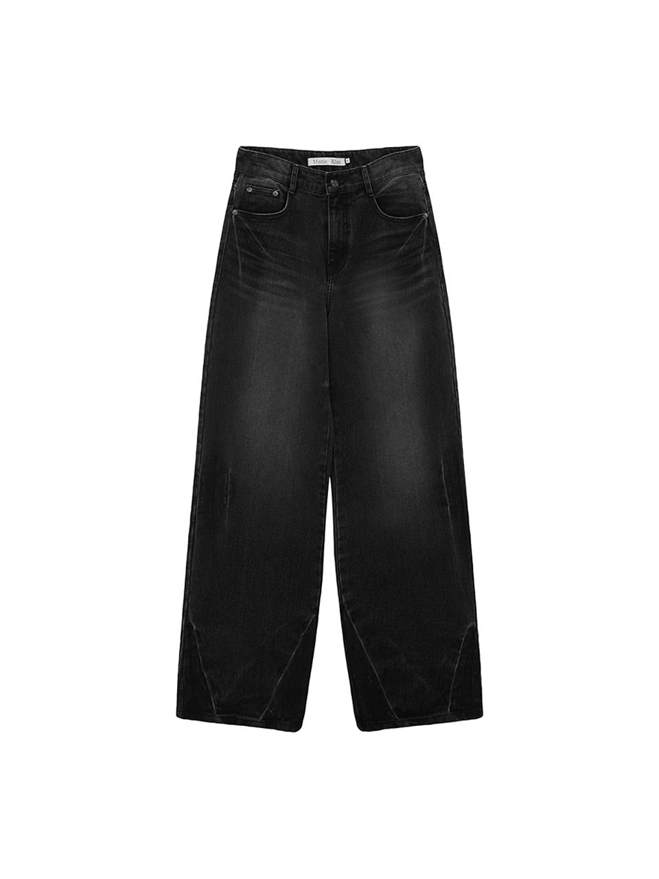 MUSINSA | MATIN KIM HEM WASHED POINT DENIM PANTS IN BLACK