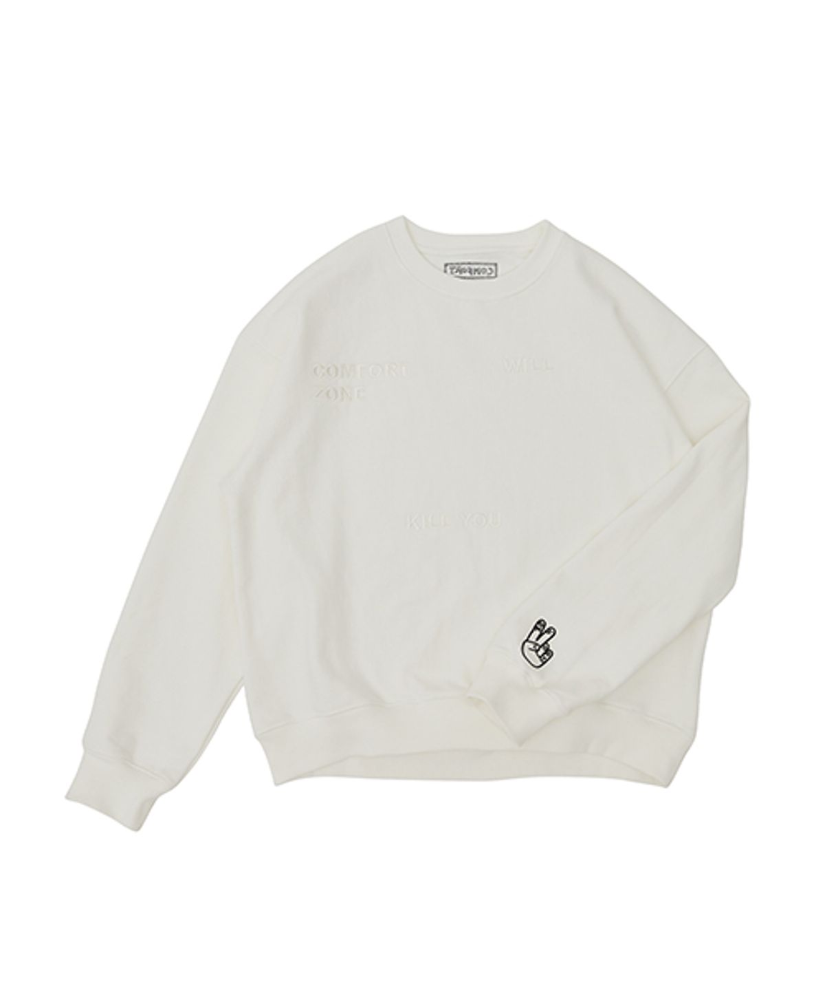 콤포트(COMFORT) 슬로건 스웻셔츠 오프화이트