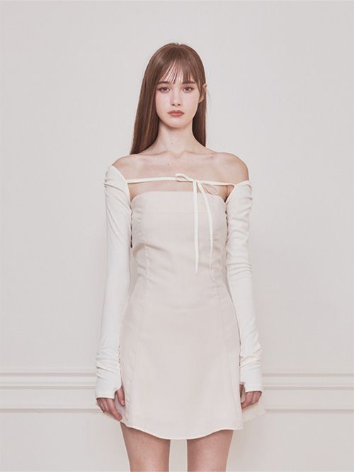 24fw★韓国★NOT YOUR ROSE Faye Bolero Dress MUSINSA | NOT YOUR ROSE Faye Bolero Dress (Beige)
