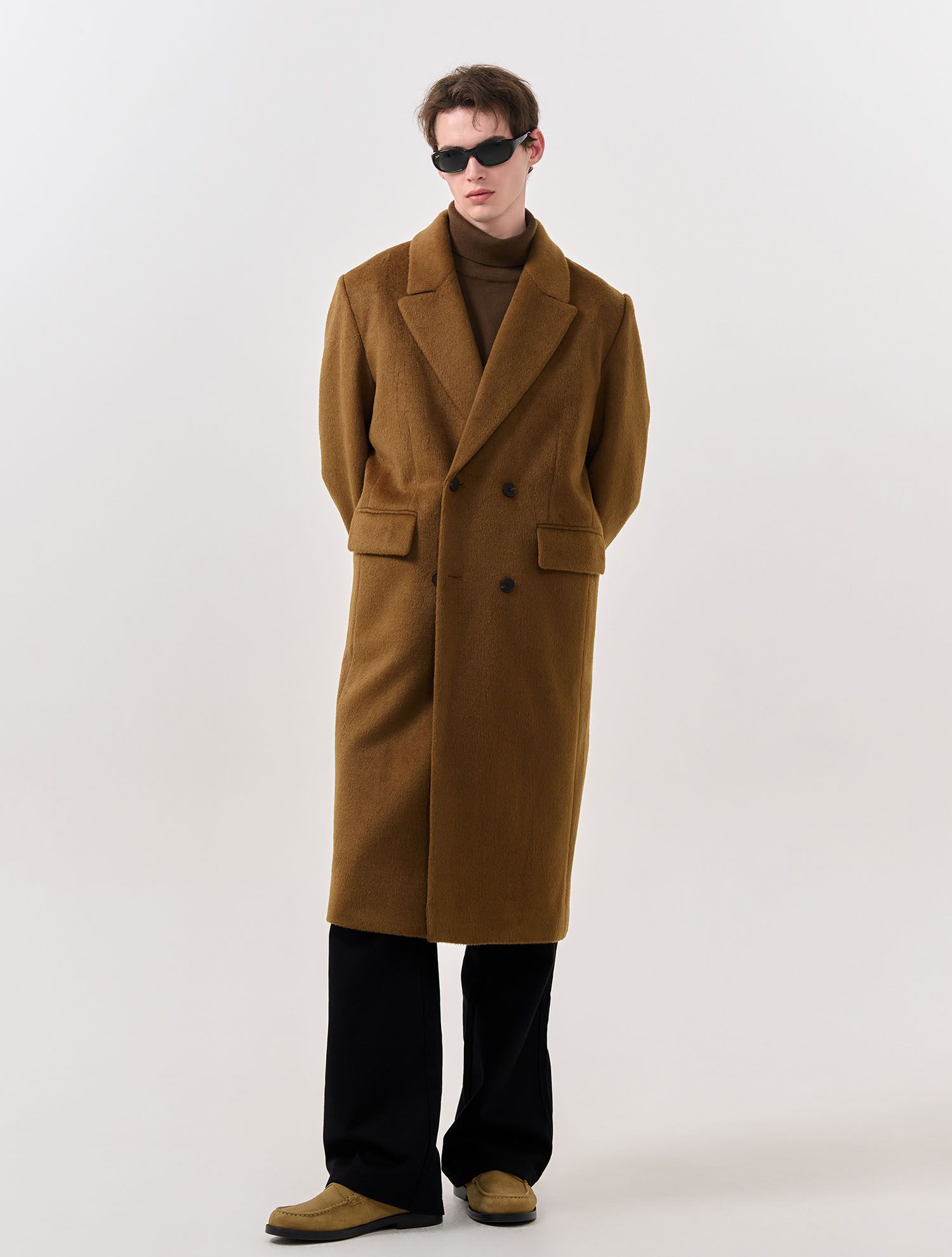 MUSINSA | GENERAL IDEA MAN New Classic Wool Blend Long Coat [BROWN