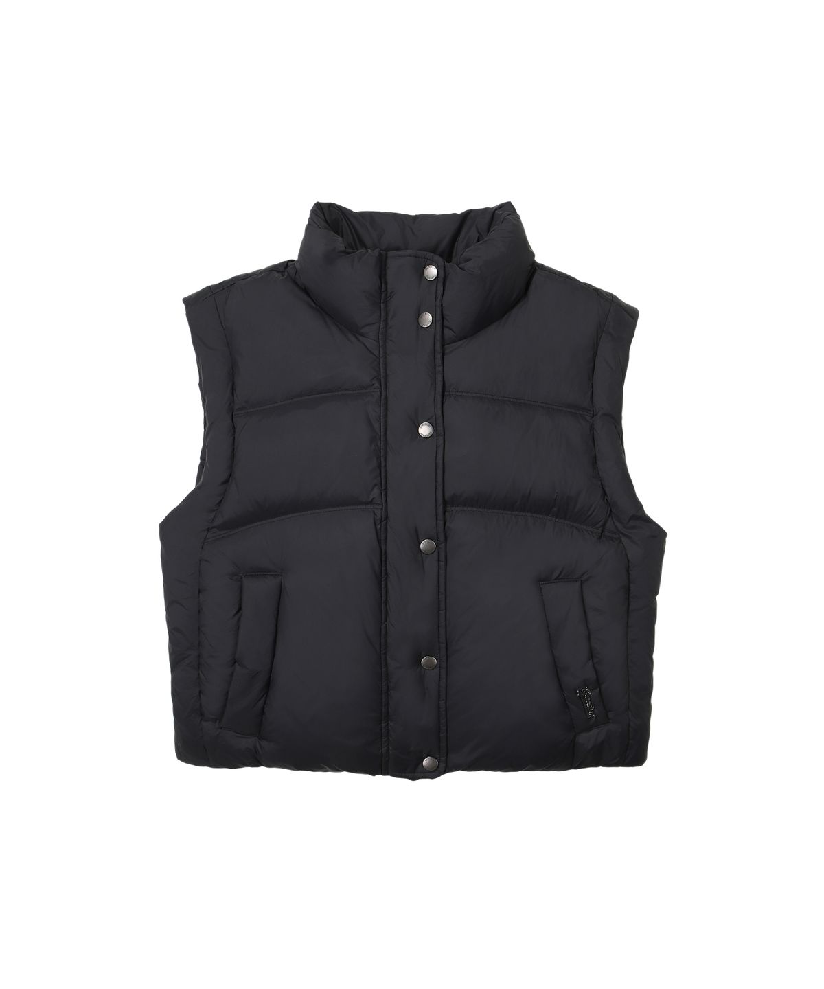 슈퍼드라이(SUPERDRY) W 글로시 크롭 다운 베스트 블랙