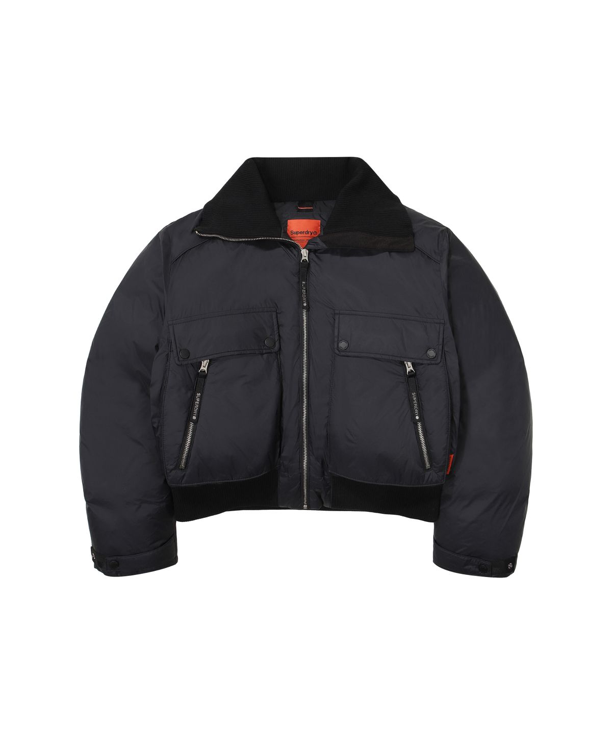 슈퍼드라이(SUPERDRY) W 카라 덕다운 숏패딩 블랙