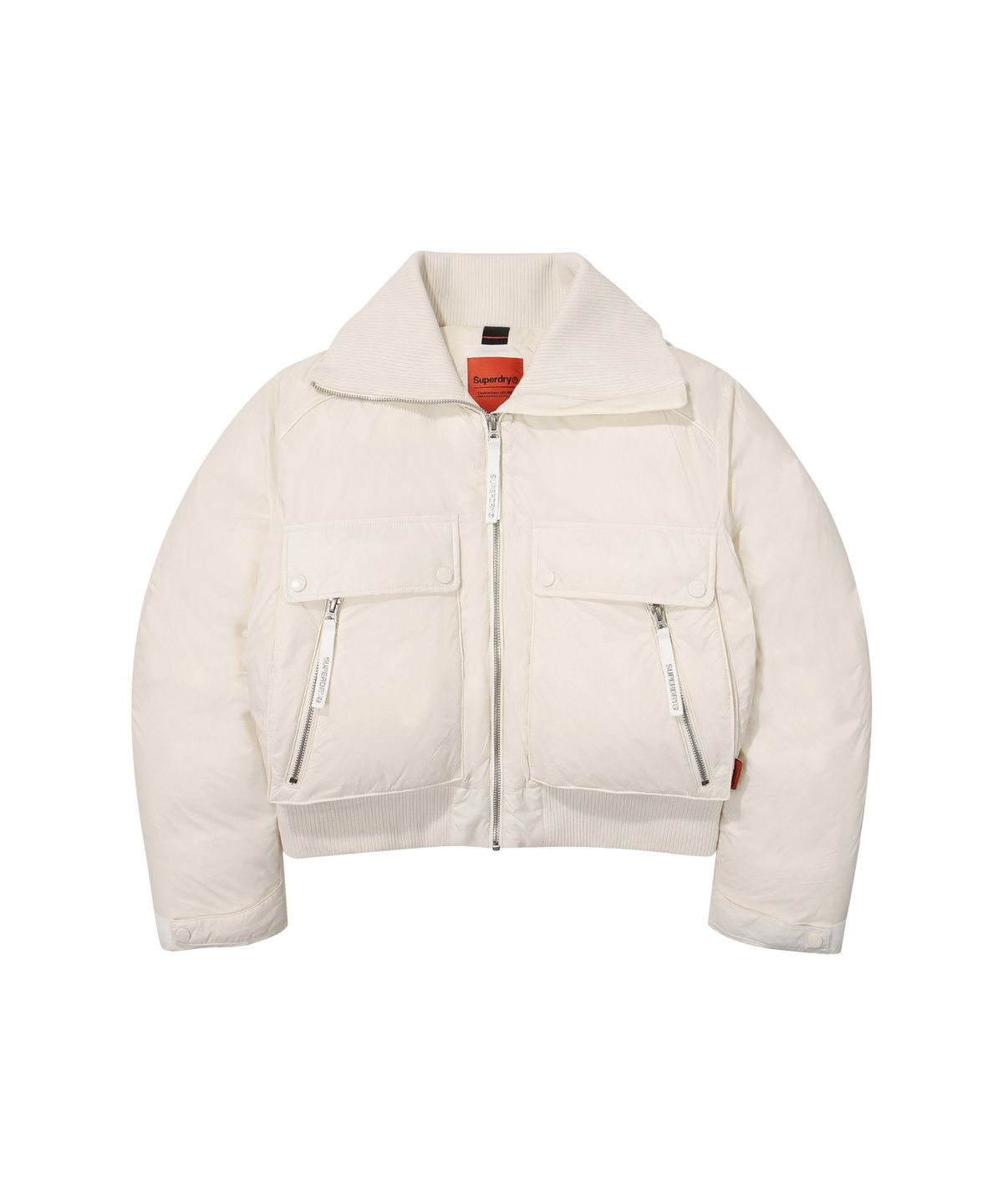 슈퍼드라이(SUPERDRY) W 카라 덕다운 숏패딩 아이보리
