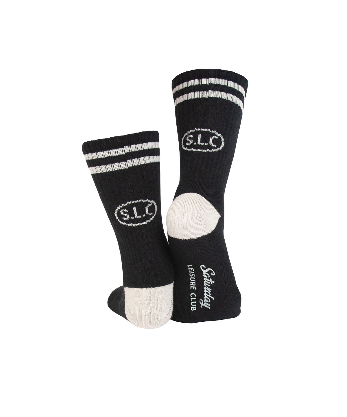 세러데이 레저 클럽(SATURDAY LEISURE CLUB) Leisure Stripe Socks - Black & Ivory