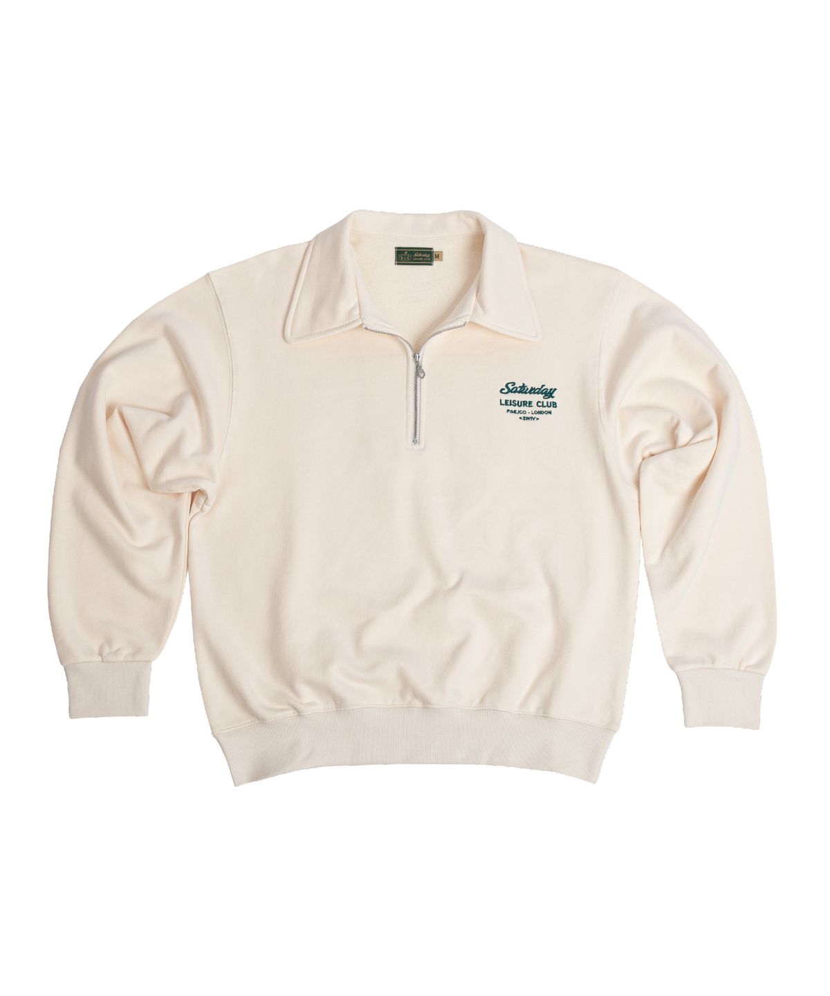세러데이 레저 클럽(SATURDAY LEISURE CLUB) Saturday Leisure Club Logo Leisure Half Zip-Up Sweatshirt(Unisex) - Ivory