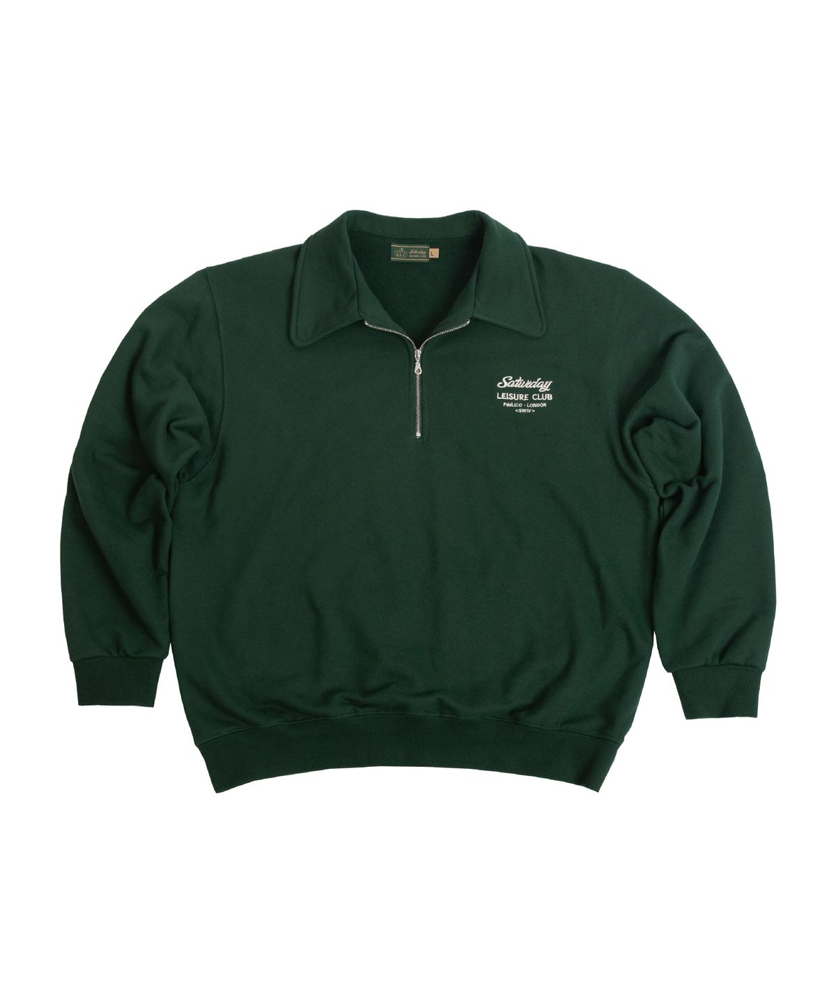 세러데이 레저 클럽(SATURDAY LEISURE CLUB) Saturday Leisure Club Logo Leisure Half Zip-Up Sweatshirt(Unisex) - Green