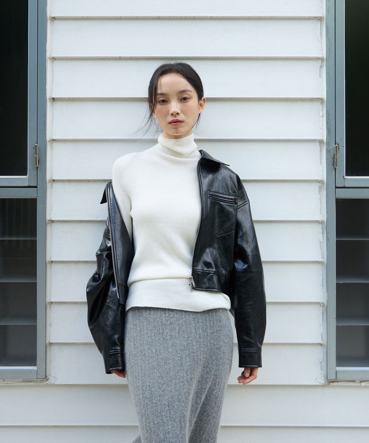 더마고(THEMARGOT) MARGOT VEGAN LEATHER JK (BLACK)
