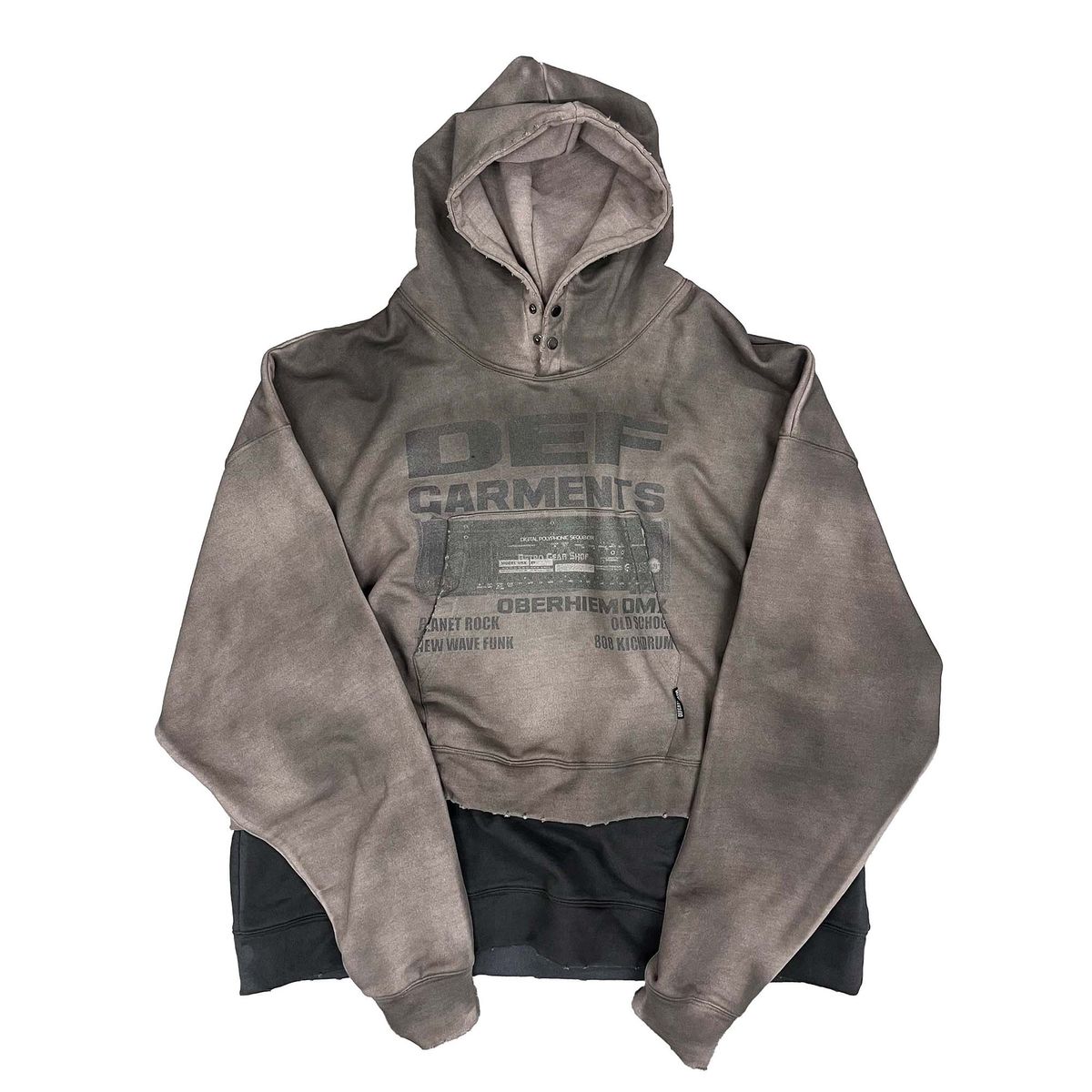 데프가먼츠(DEFGARMENTS) 레이어드 데프 프린팅 후드[브라운]