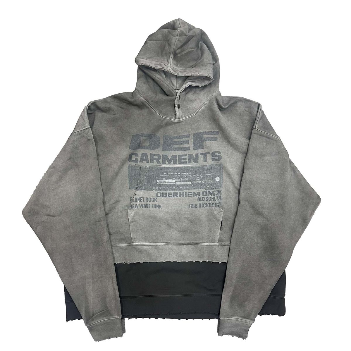 데프가먼츠(DEFGARMENTS) 레이어드 데프 프린팅 후드[라이트그레이]
