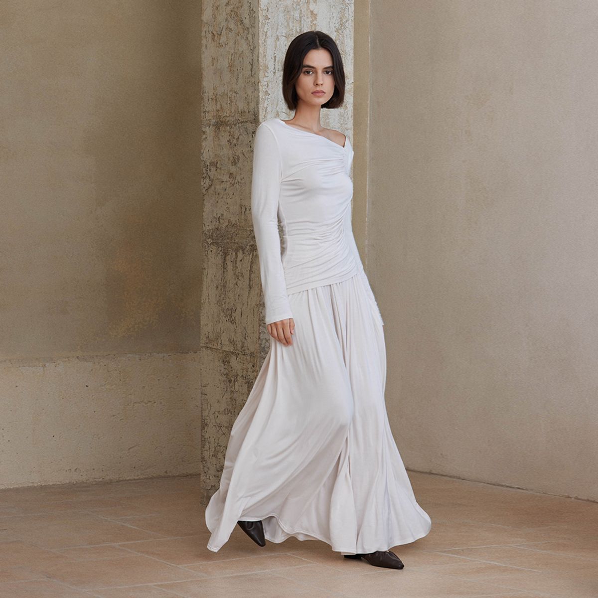 와이와이아이엠(YYIAM) YY_Pleated maxi skirt_WHITE
