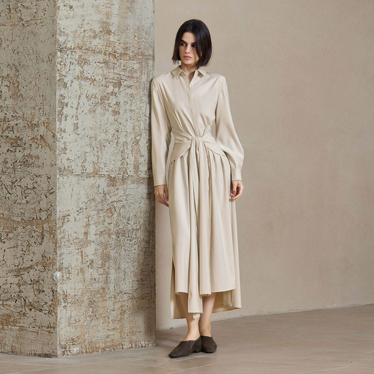 와이와이아이엠(YYIAM) YY_Tie waist shirt dress_2color