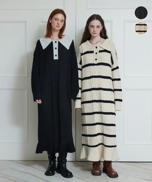 울 피케 니트 드레스 (2Colors)