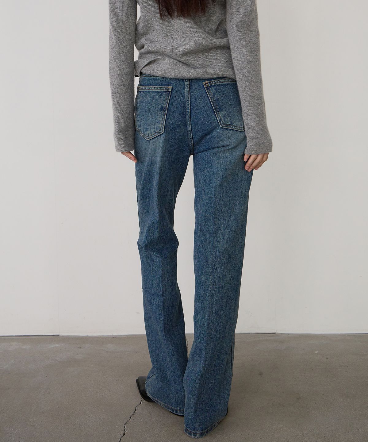 더마고(THEMARGOT) FLEECE FRONT WRINKLE DENIM (BLUE)