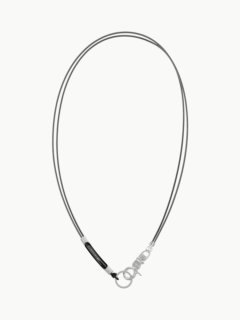 Tiny 3way Leather Necklace (Metal Gray)