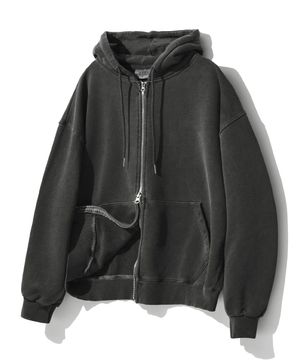 피그먼트 워싱 후드집업 - 차콜