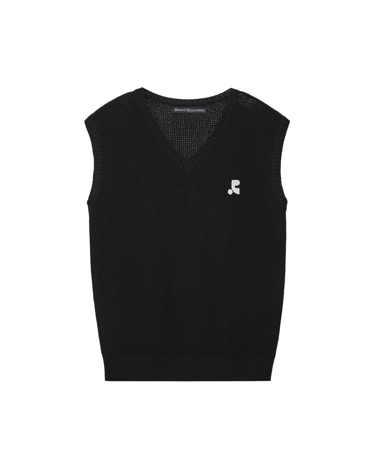레스트앤레크레이션(REST&RECREATION) OVERSIZED V-NECK KNIT VEST - BLACK