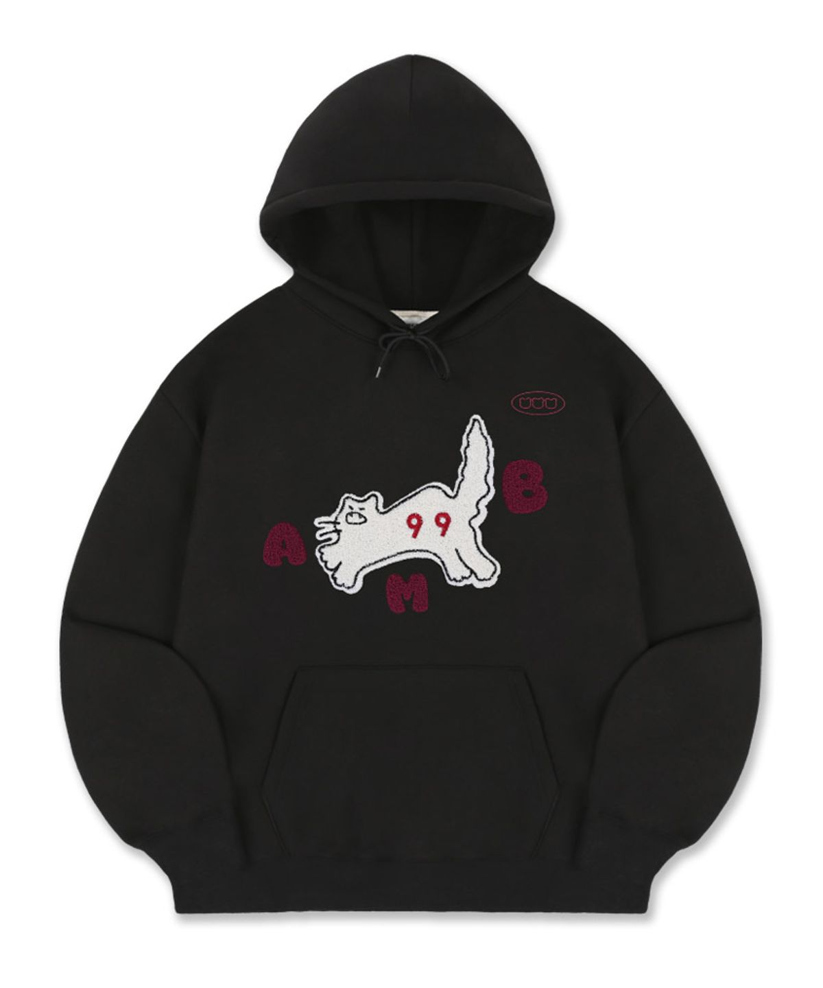 엠블러(AMBLER) Meow! cat 자수 남여공용 후드 티셔츠 AHP1120 (블랙)