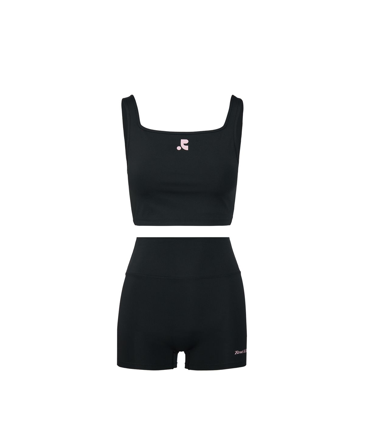 레스트앤레크레이션(REST&RECREATION) LOGO TOP + SHORTS SET - BLACK