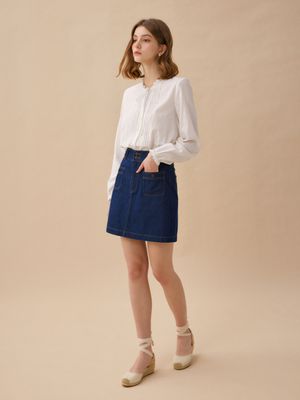 LIND denim 2 pocket mini skirt_INDIGO BLUE