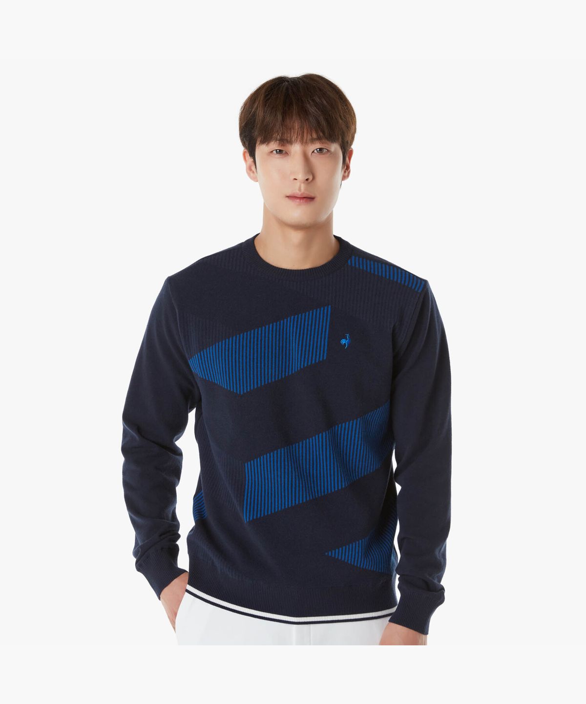 르꼬끄 골프(LECOQ GOLF) 남성 GEOMETRIC 패턴 스웨터 (GP421MKPN1)