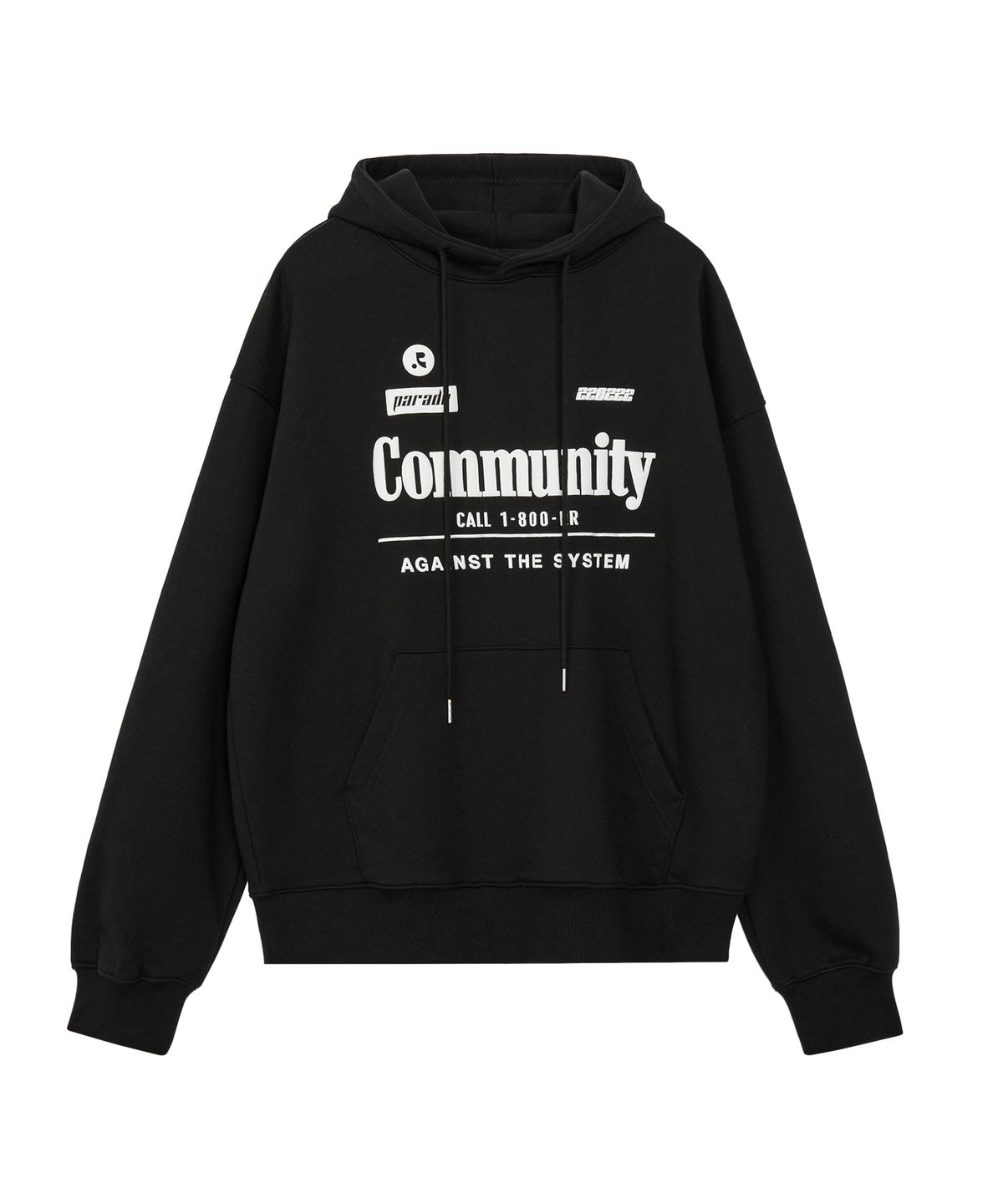 레스트앤레크레이션(REST&RECREATION) RR COMMUNITY OVERSIZED HOODIE - BLACK
