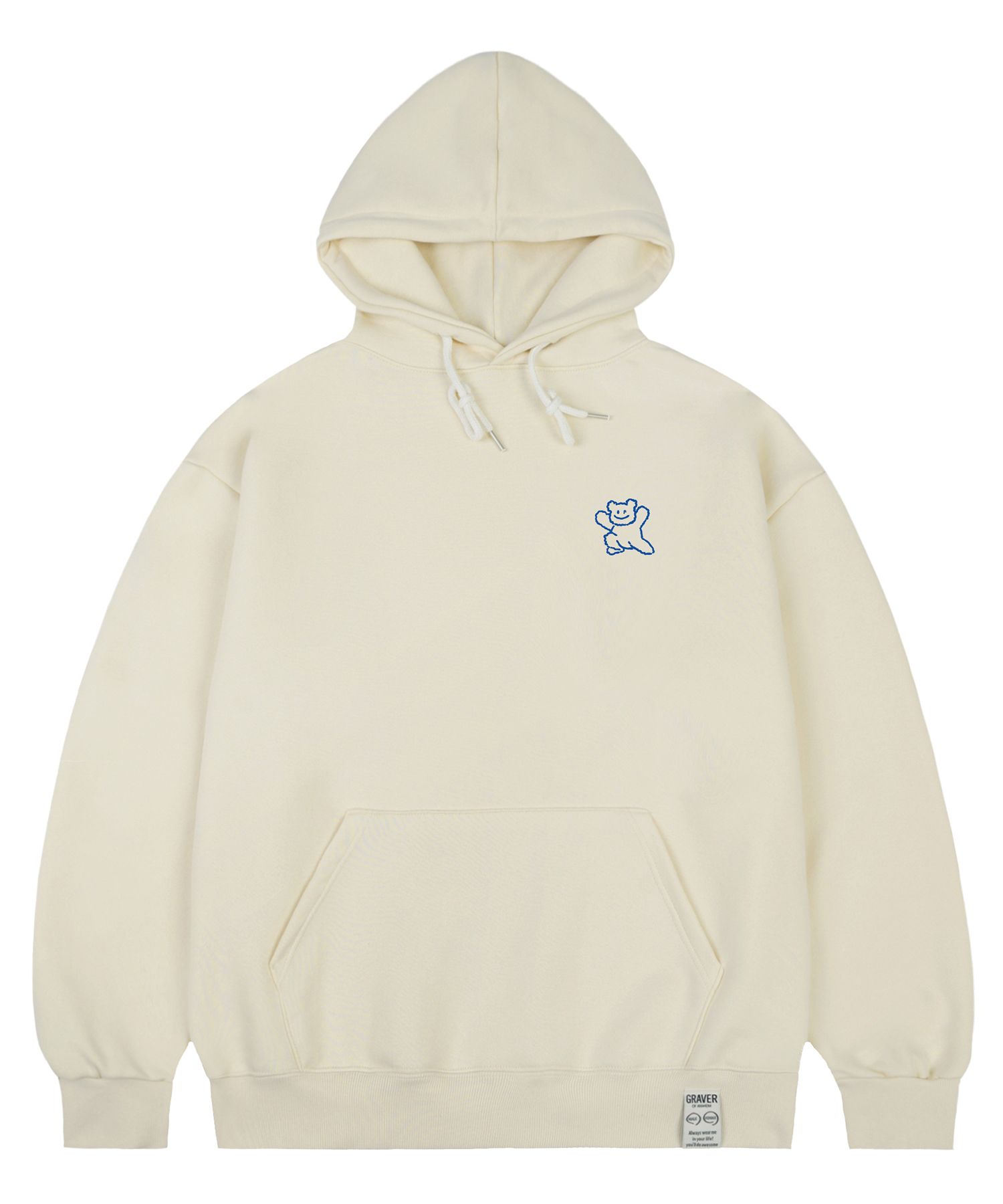 MUSINSA | GRAVER [UNISEX]Small Line Bear Smile Hoodie_Cream
