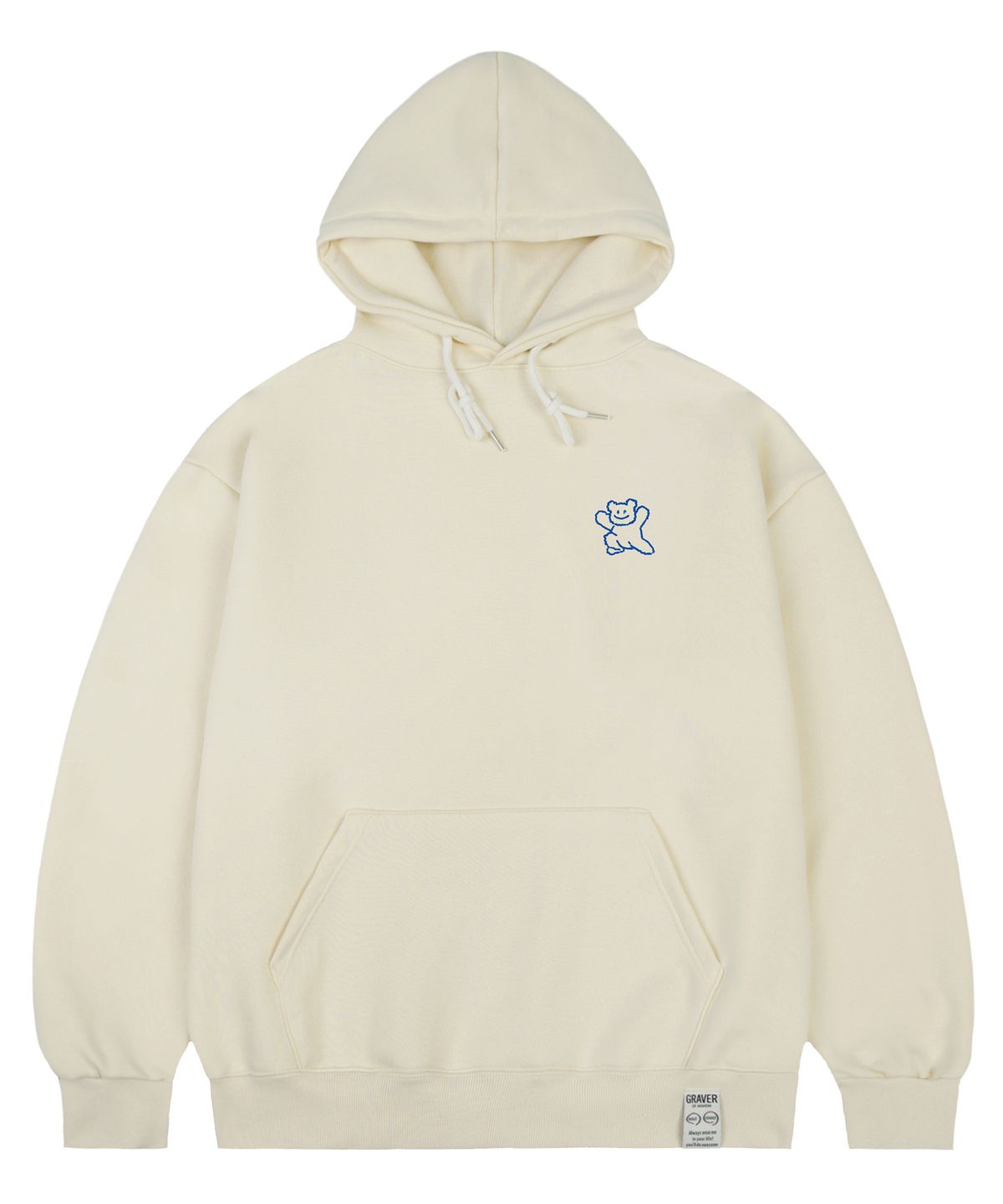 그레이버(GRAVER) [UNISEX]스몰 라인 베어스마일 후드티_크림