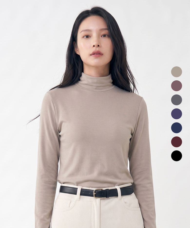 베이직웜 여성 부드러운 기모 반목 티셔츠 8 Colors